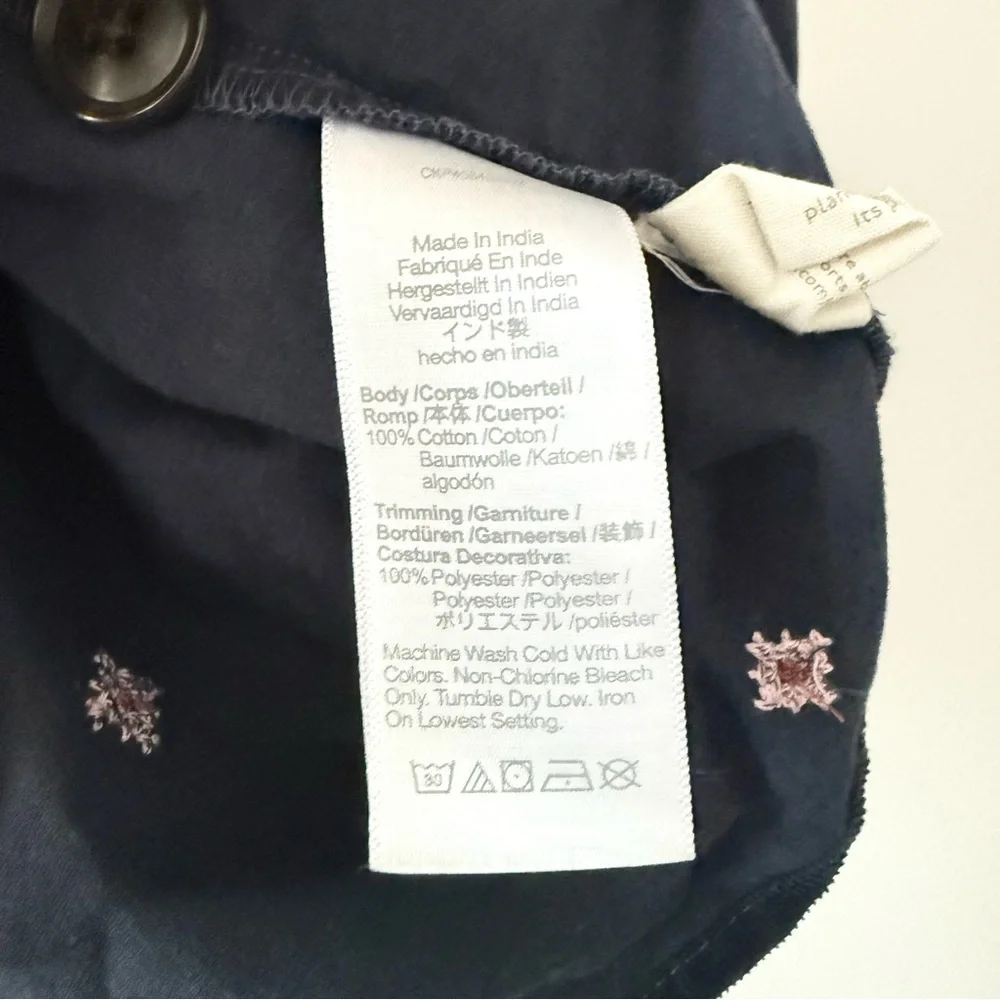 Madewell embroidered corduroy button-back‎ peplum top XS
